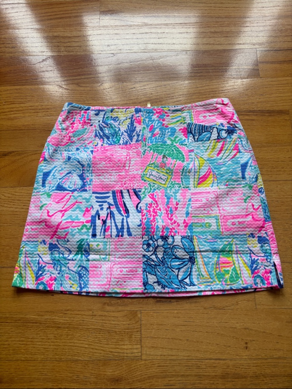Colorblock Lilly Pulitzer Marigold Patchwork Seersucker Mini Skort - Size 0